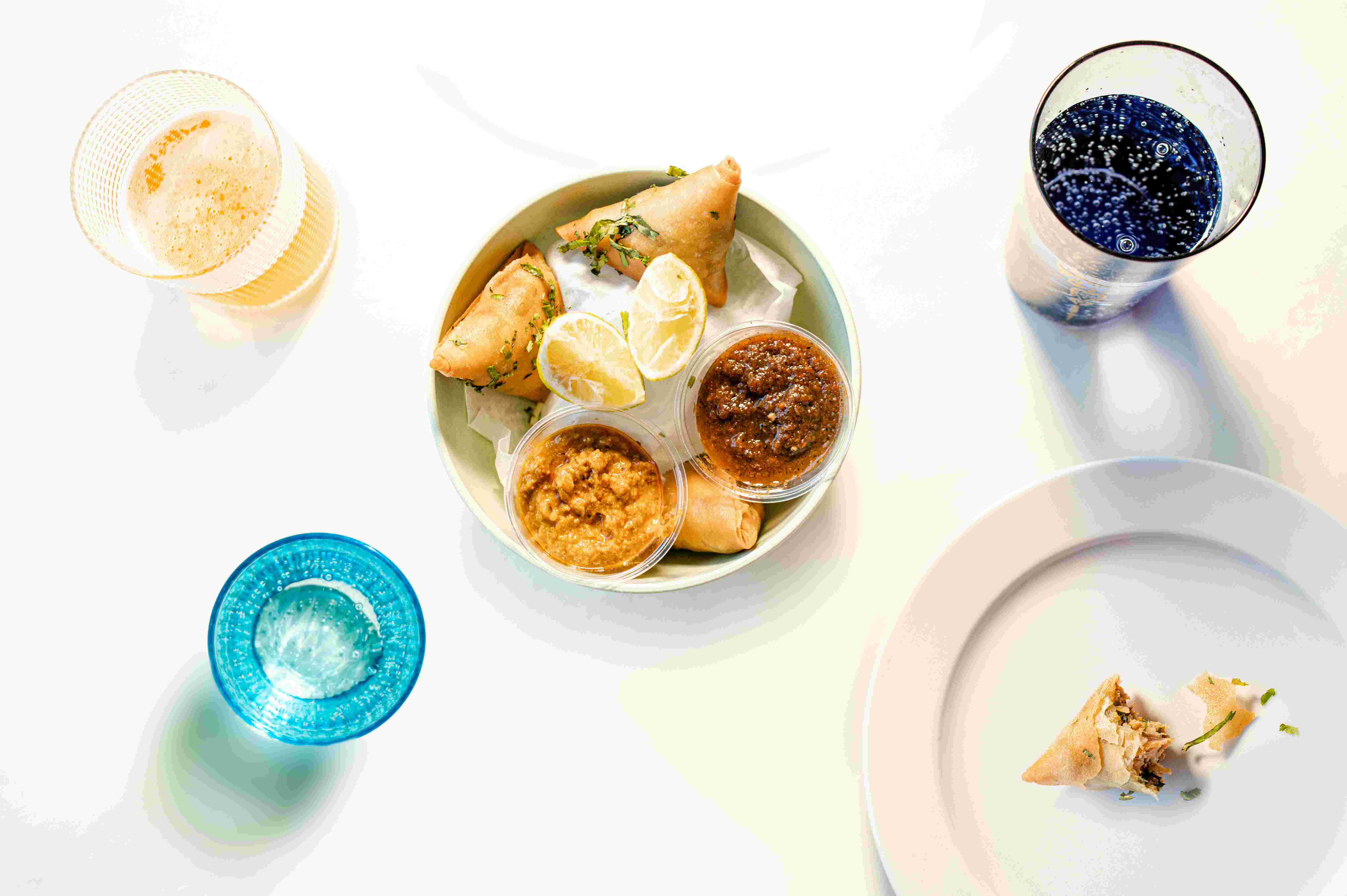 Drinks and Food on a Table
